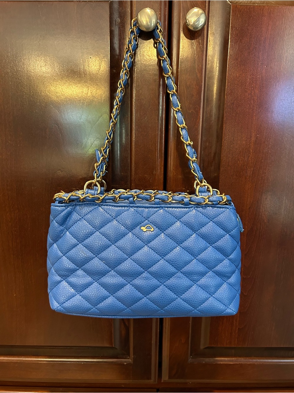 Carpisa Blue Quilted Chain Strap Shoulder Bag Purse